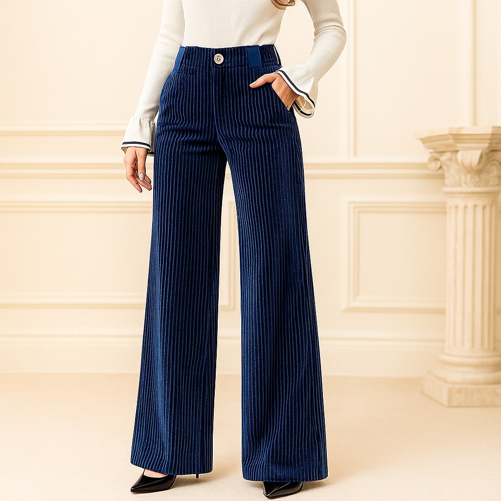 Pantaloni Retrò da Donna in Velluto a Coste a Gamba Larga