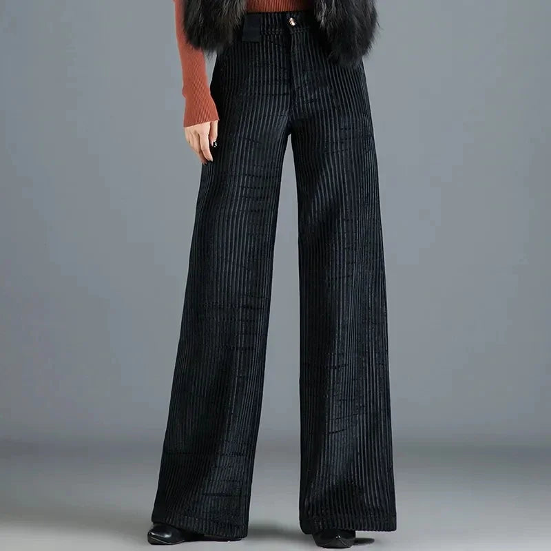 Pantaloni Larghi da Donna in Velluto a Coste