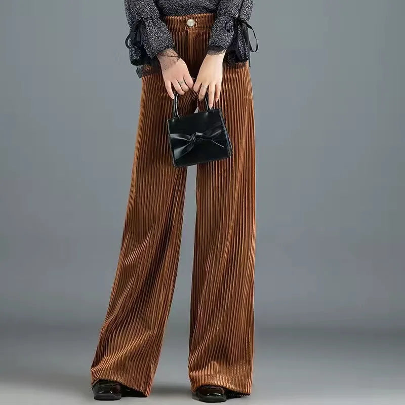Pantaloni Larghi da Donna in Velluto a Coste