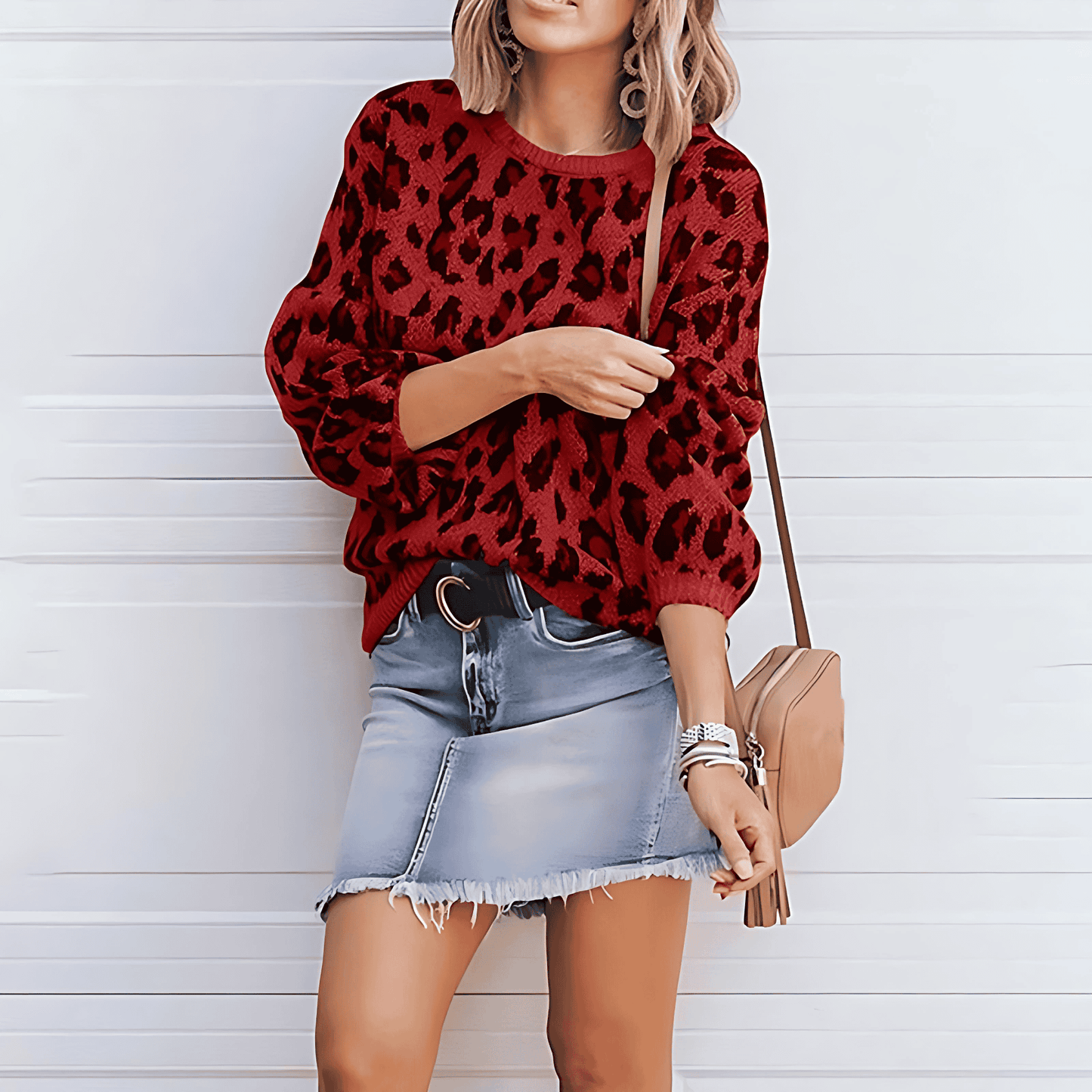 Arianne - Maglione casual con stampa leopardata