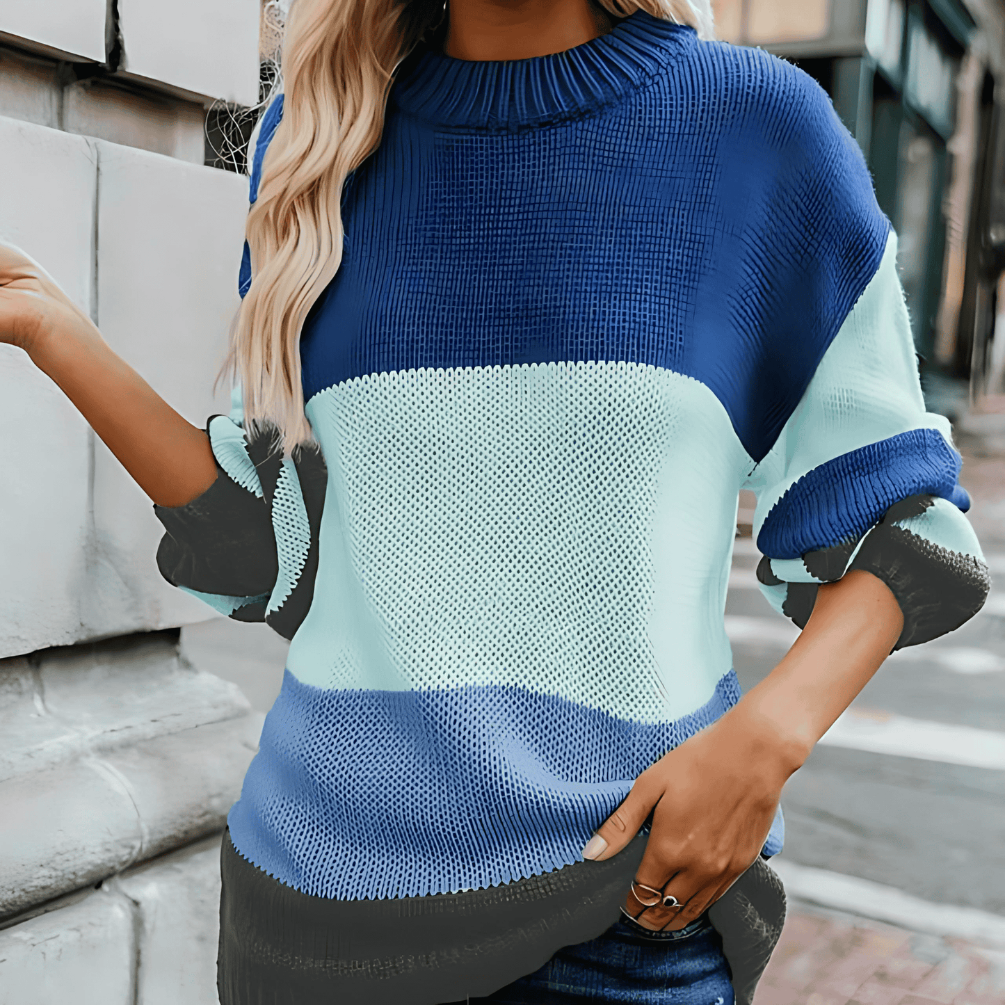 Nyree - Maglione caldo in maglia a righe dalla vestibilità ampia