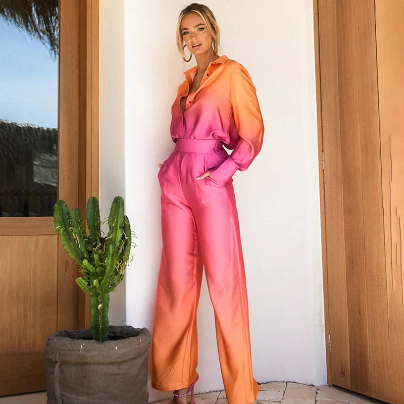 Dorothea - Set di pantaloni e camicia larghi sfumati