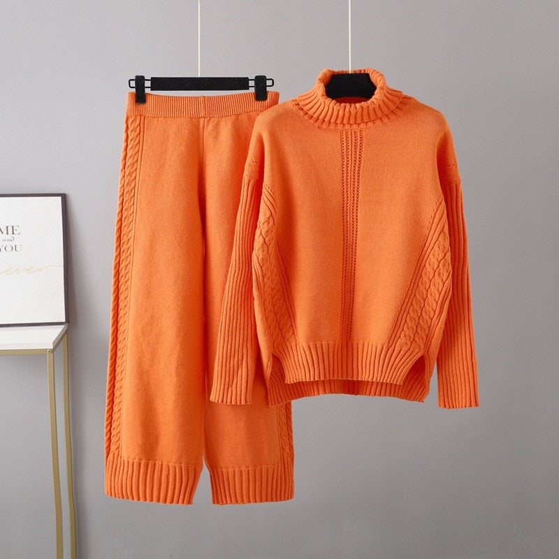 Janely - Set Chic con Maglione Caldo in Maglia e Pantaloni