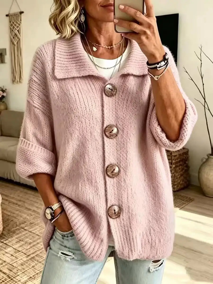 Cardigan da Donna in Maglia con Colletto e Bottoni