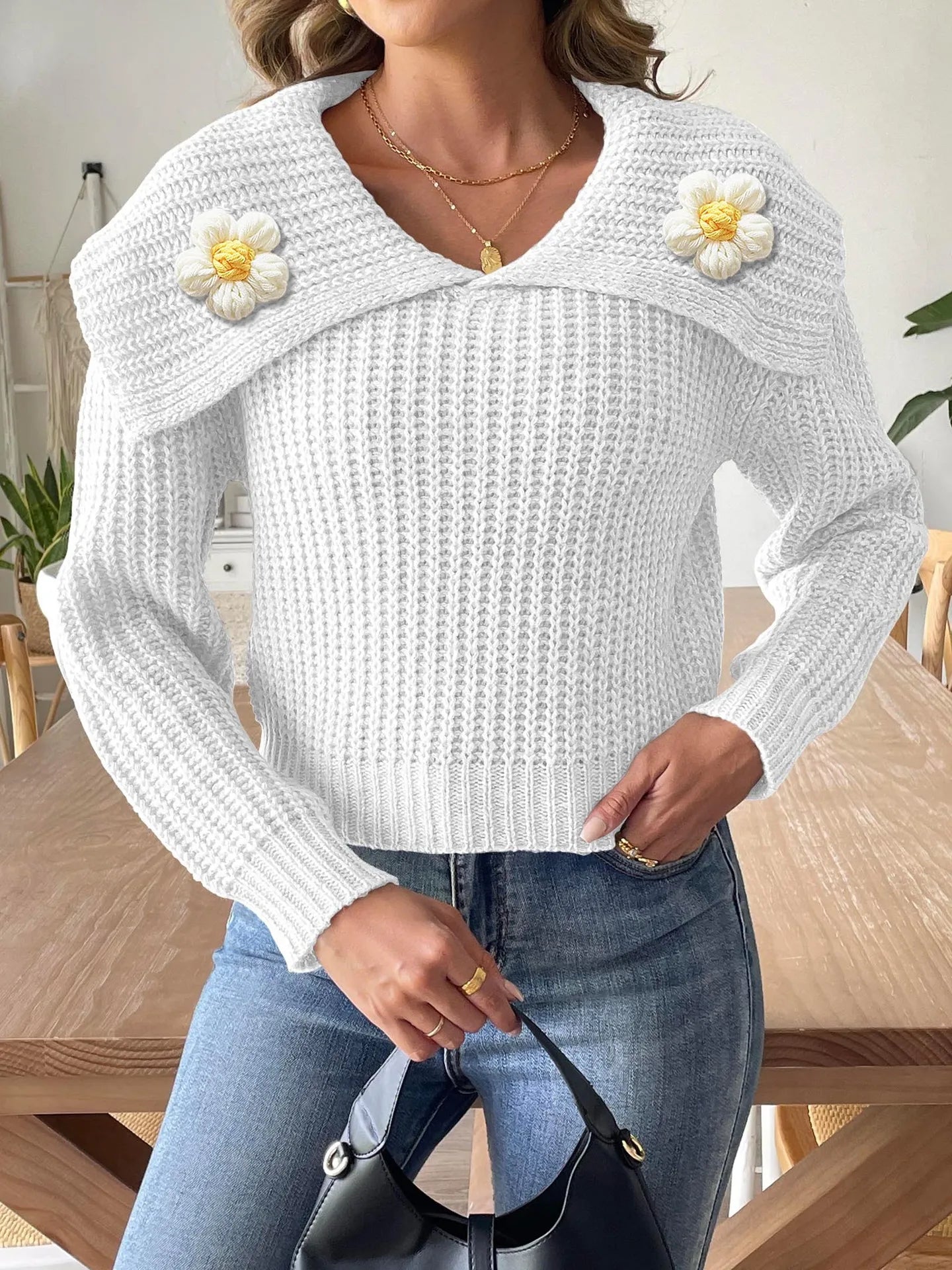 Reign - Maglione elegante in maglia con collo morbido e vestibilità ampia