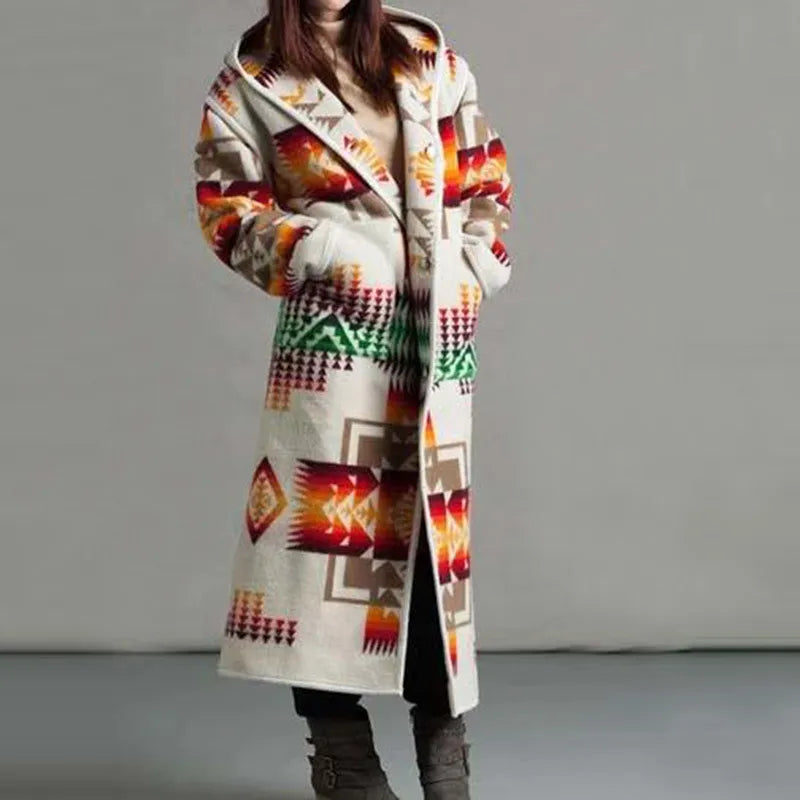 Zeena - Cappotto lungo caldo con stampa etnica