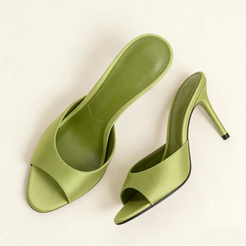 Mules Donna in Raso con Tacco e Slip-On