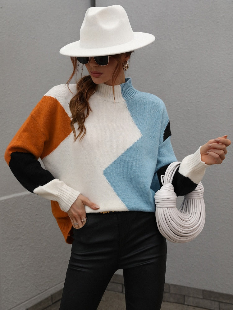 Marcella - Maglione caldo geometrico oversize e alla moda