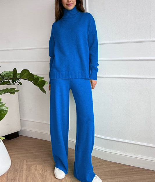 Cheryl - Set Maglia a Collo Alto Ampia e Pantaloni Caldi in Maglia