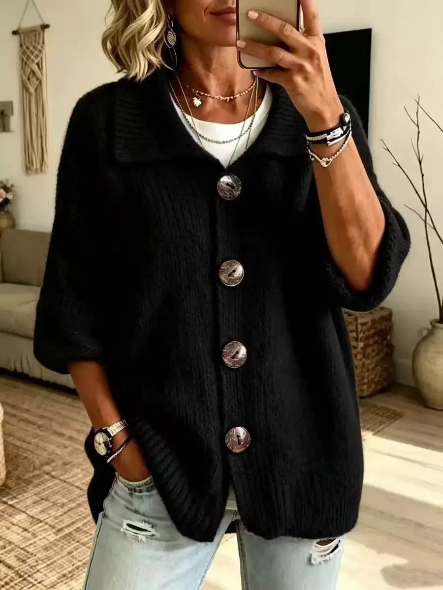 Cardigan da Donna in Maglia con Colletto e Bottoni