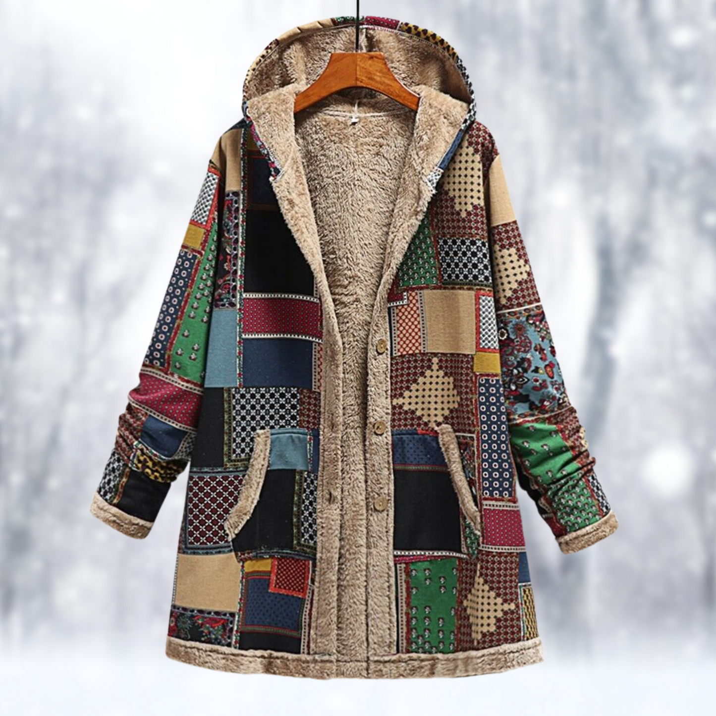 Lydia - Cappotto lungo in pile con cappuccio