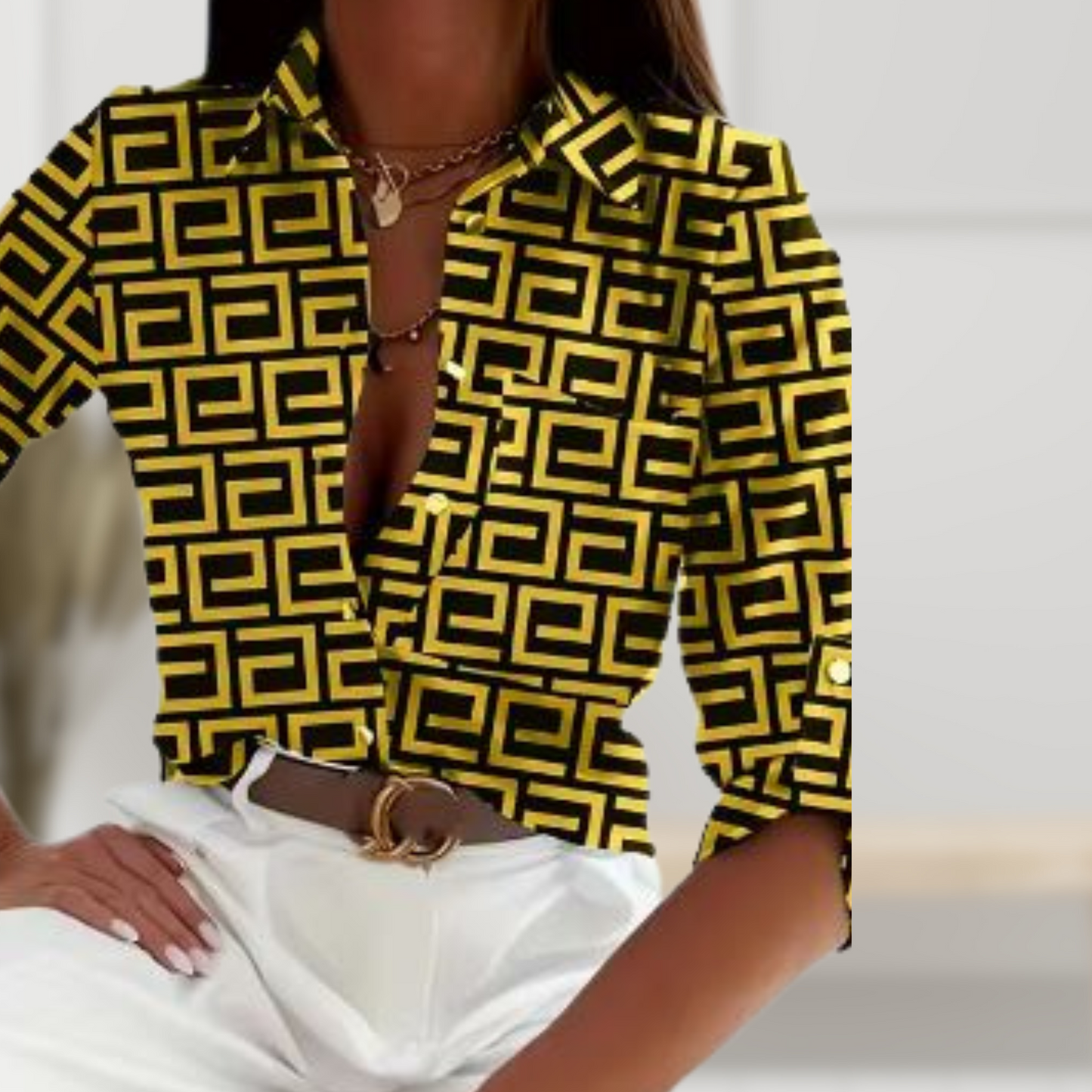 Anita - Elegante top con stampa greca