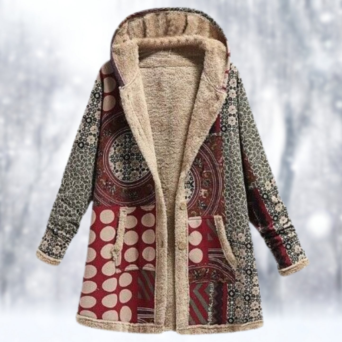 Lydia - Cappotto lungo in pile con cappuccio