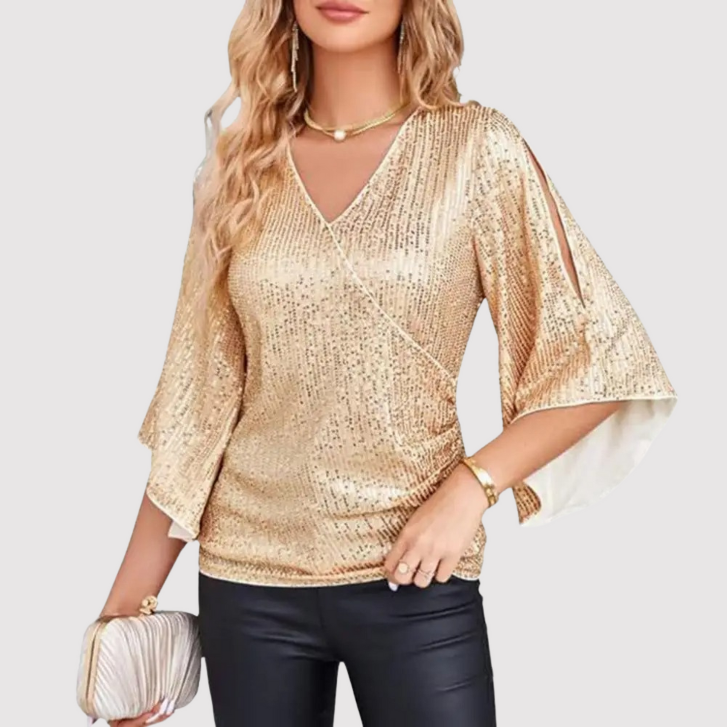 Liliana - Elegante camicetta con paillettes alla moda