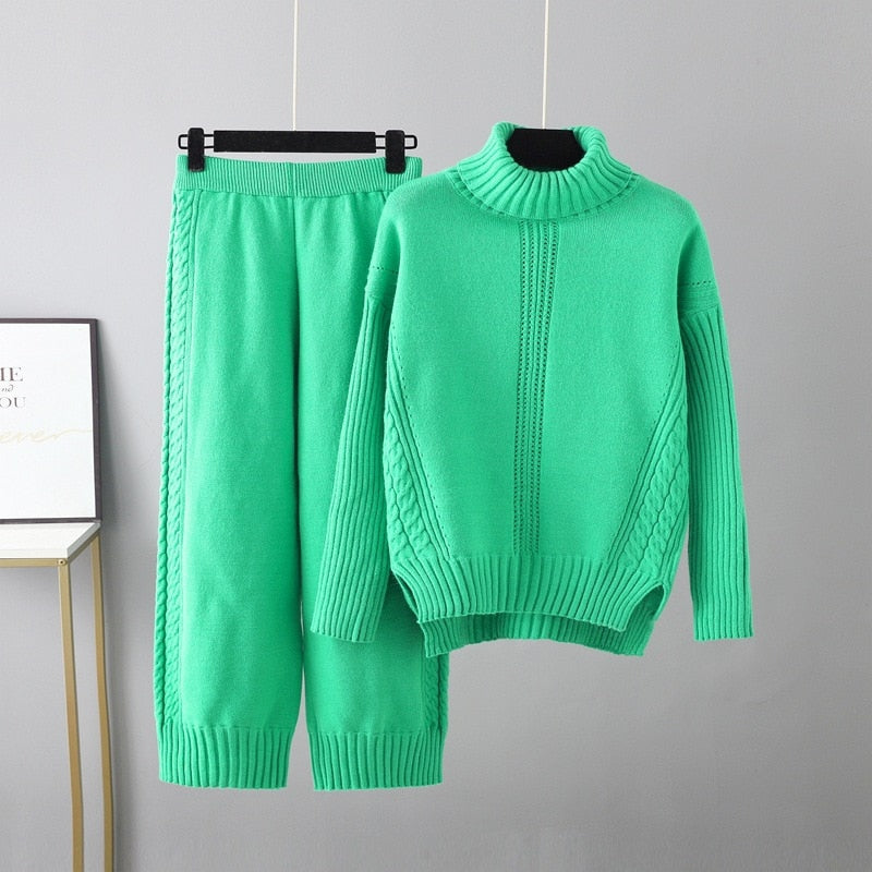 Janely - Set Chic con Maglione Caldo in Maglia e Pantaloni