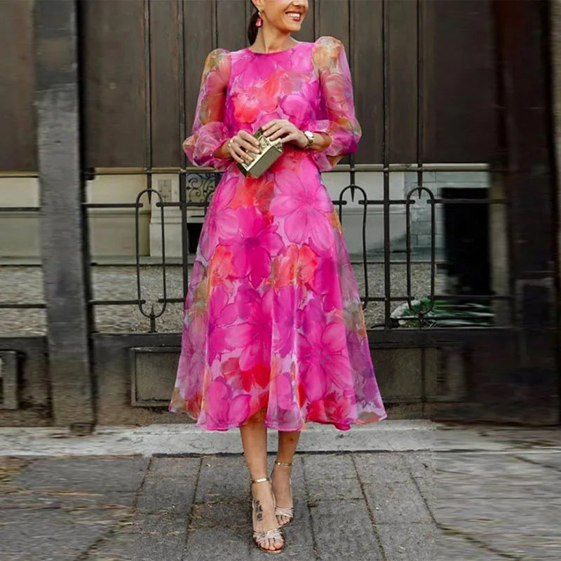 Abito Midi Floreale Elegante da Donna