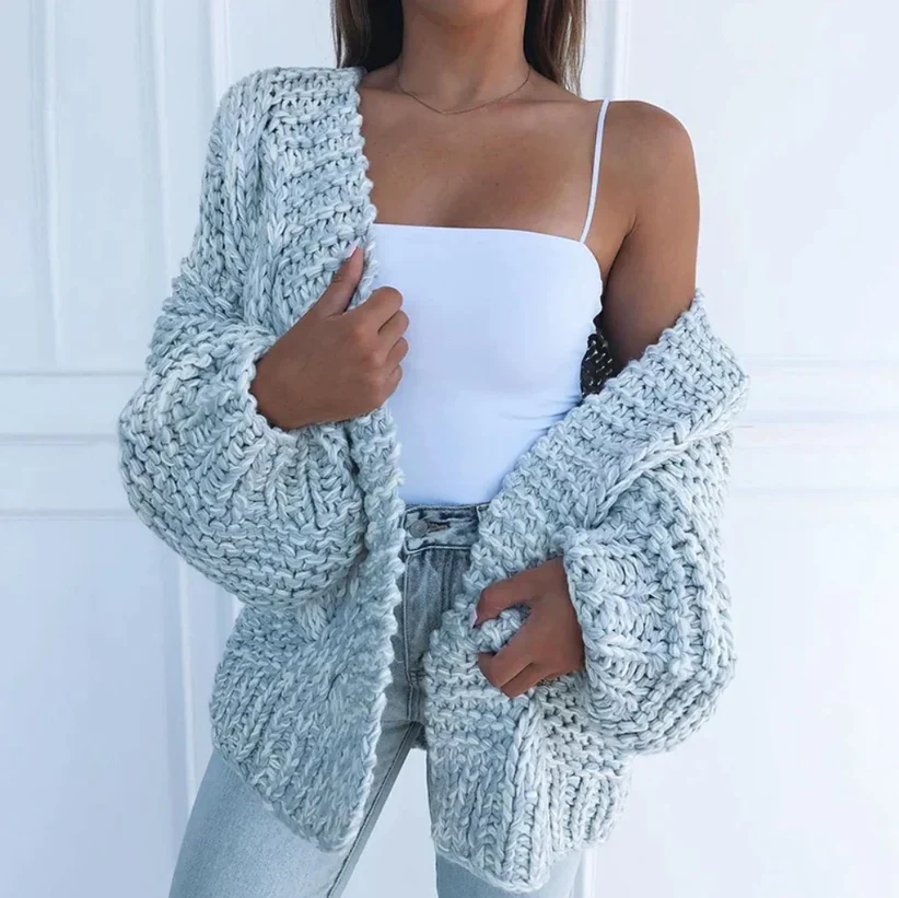 Pamela - Cardigan morbido a maglia grossa, caldo e a vestibilità ampia