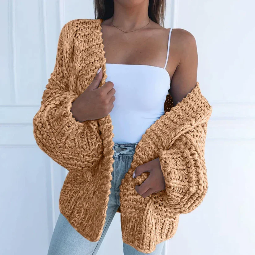 Pamela - Cardigan morbido a maglia grossa, caldo e a vestibilità ampia