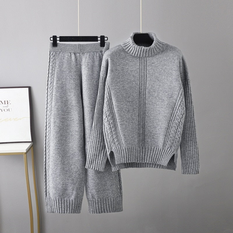 Janely - Set Chic con Maglione Caldo in Maglia e Pantaloni