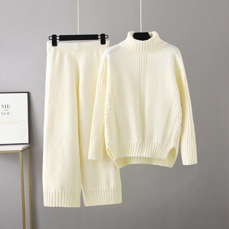 Janely - Set Chic con Maglione Caldo in Maglia e Pantaloni