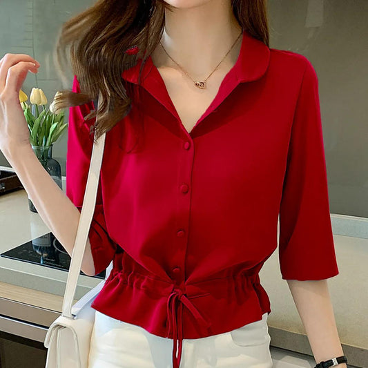 Zyrah - Elegante camicetta polo con bottoni