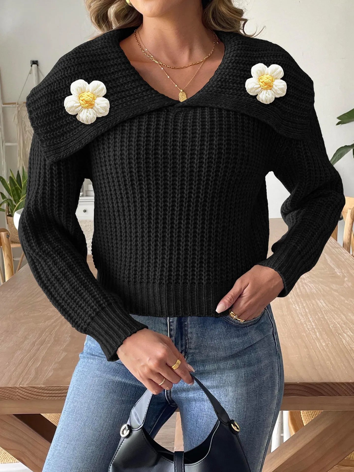 Reign - Maglione elegante in maglia con collo morbido e vestibilità ampia