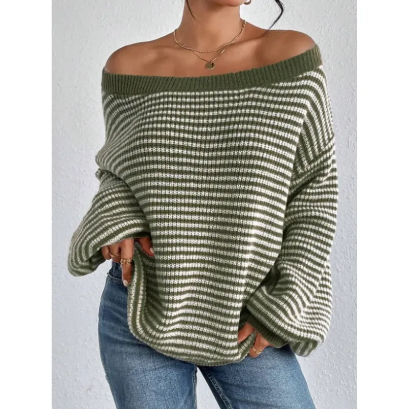 Maglione Donna a Righe con Spalle Scoperte