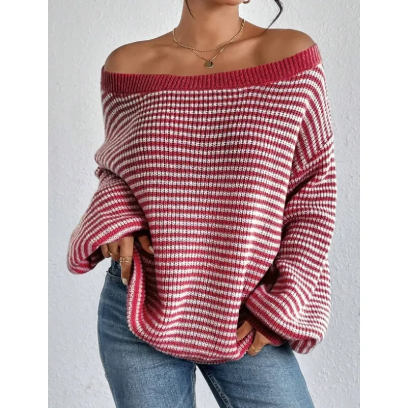 Maglione Donna a Righe con Spalle Scoperte