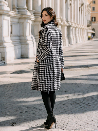 Cappotto Doppiopetto da Donna Pied-de-Poule
