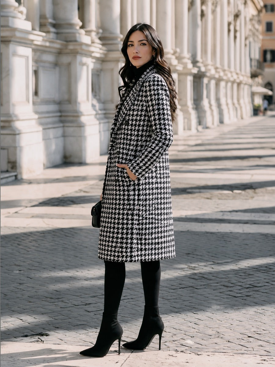 Cappotto Doppiopetto da Donna Pied-de-Poule