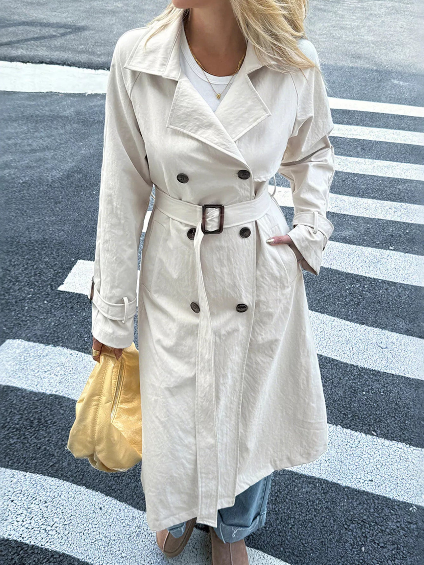 Maine - Trench lungo casual doppiopetto con cintura