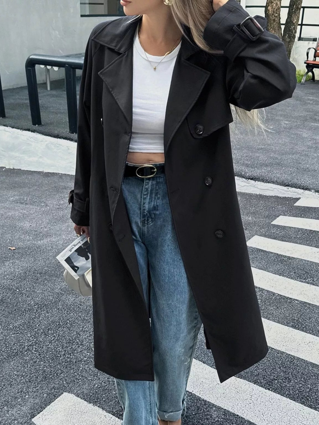 Maine - Trench lungo casual doppiopetto con cintura