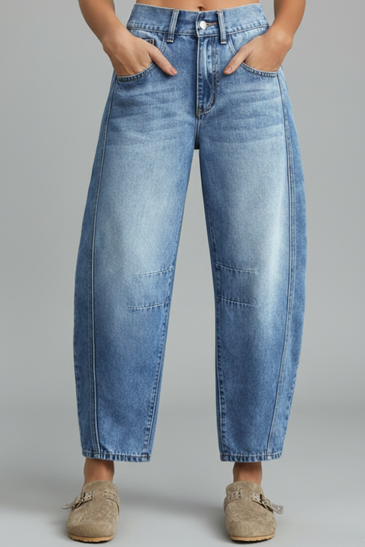 Jeans in Denim a Vita Media da Donna