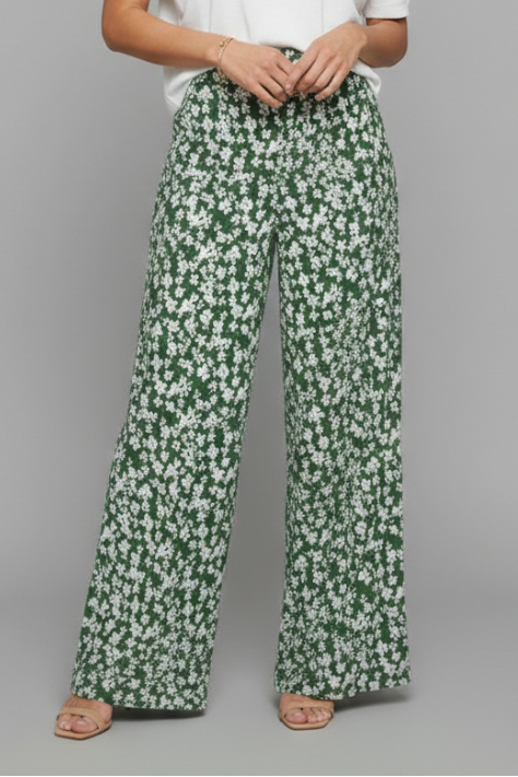 Pantaloni Palazzo con Stampa Floreale da Donna