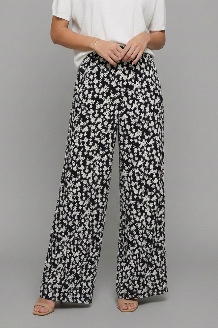 Pantaloni Palazzo con Stampa Floreale da Donna