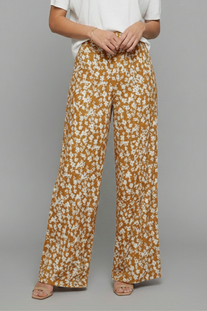 Pantaloni Palazzo con Stampa Floreale da Donna