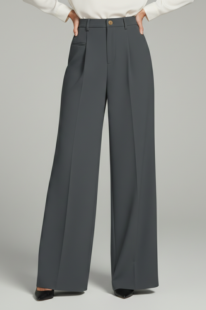Pantaloni Palazzo Plissettati a Gamba Larga da Donna