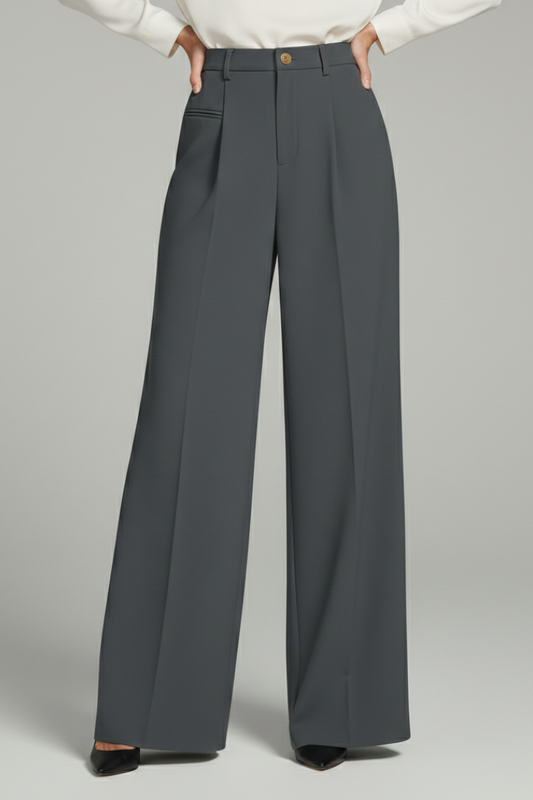 Pantaloni Palazzo Plissettati a Gamba Larga da Donna