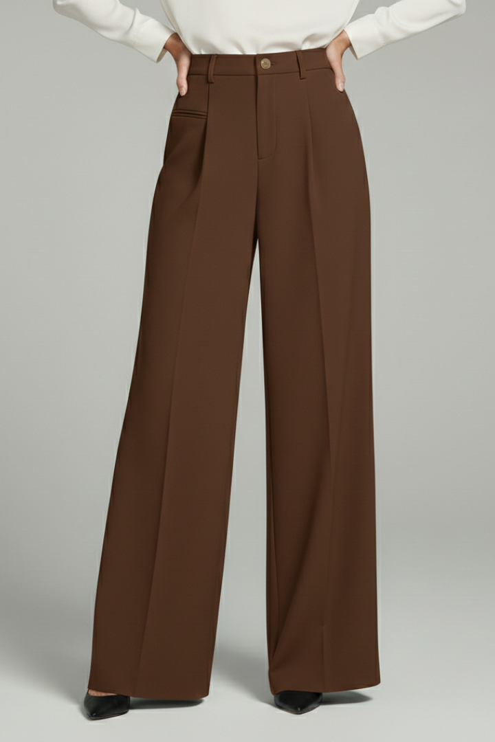 Pantaloni Palazzo Plissettati a Gamba Larga da Donna