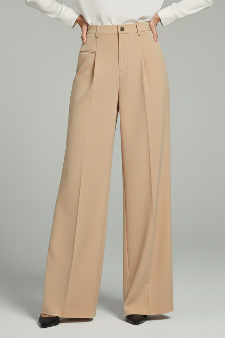 Pantaloni Palazzo Plissettati a Gamba Larga da Donna