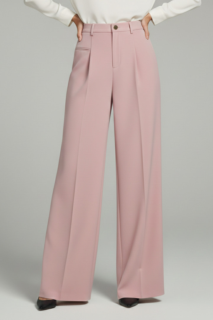 Pantaloni Palazzo Plissettati a Gamba Larga da Donna