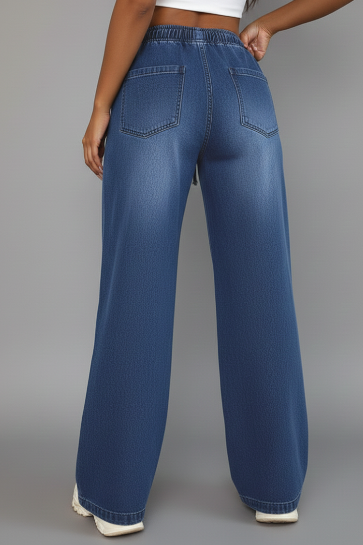 Pantaloni a Gamba Larga con Coulisse da Donna