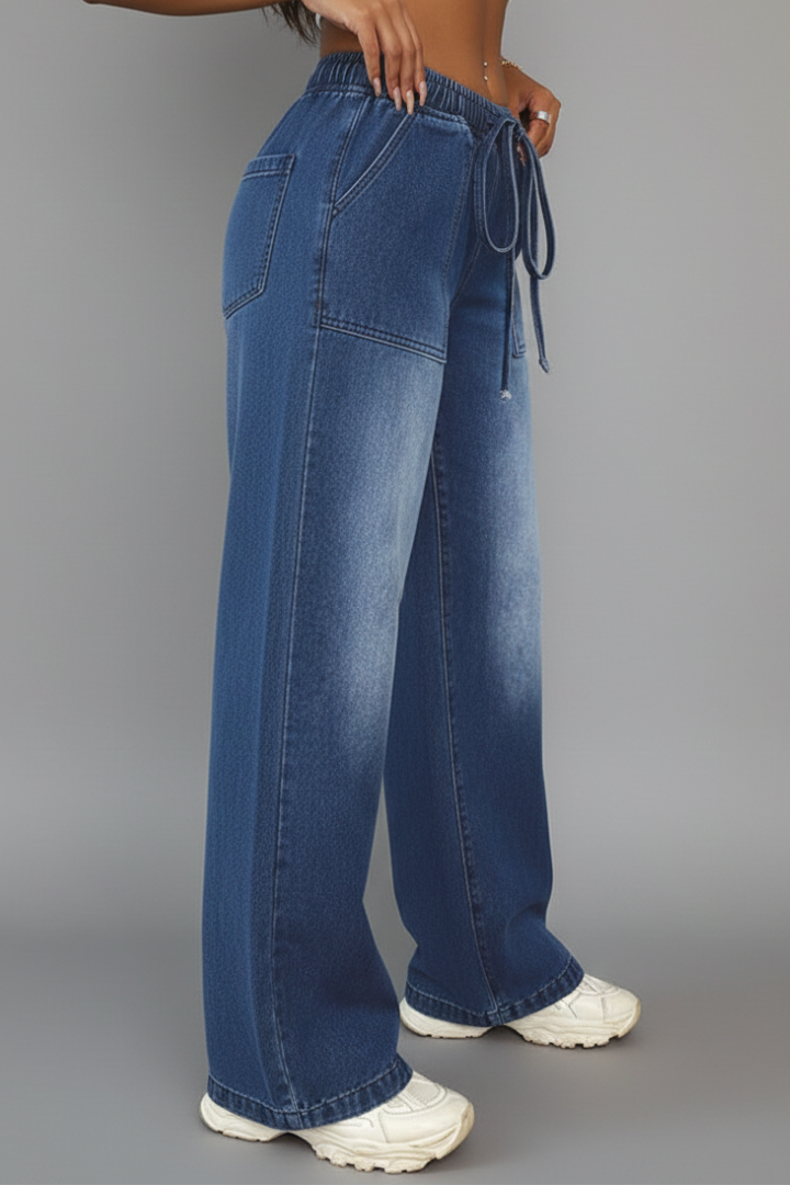 Pantaloni a Gamba Larga con Coulisse da Donna