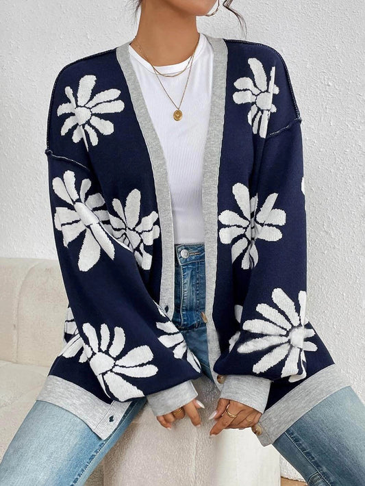 Dalia - Cardigan casual con stampa floreale elegante