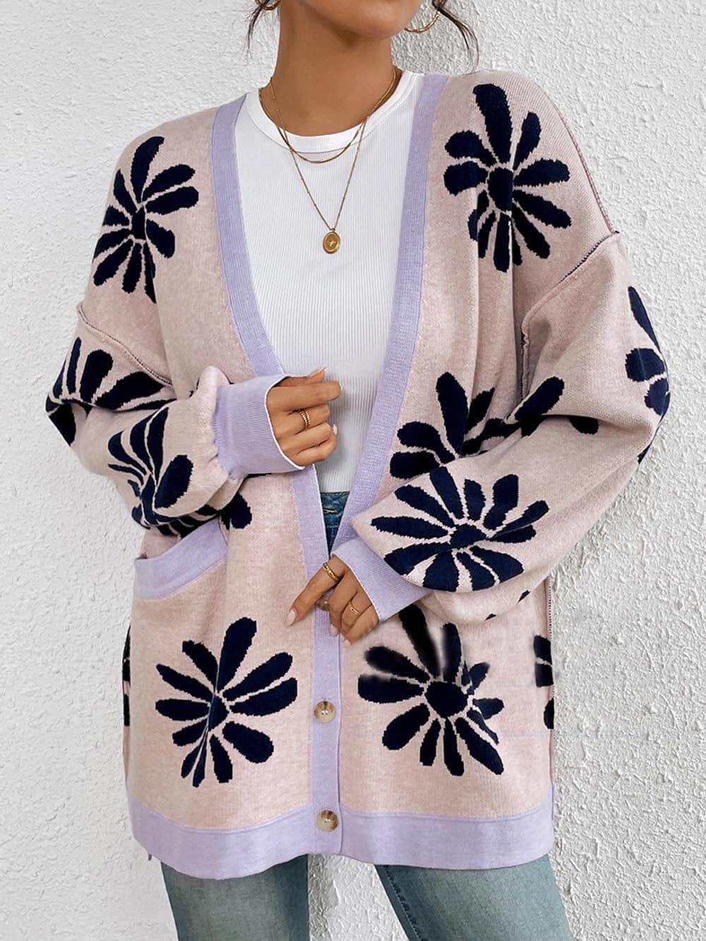 Dalia - Cardigan casual con stampa floreale elegante