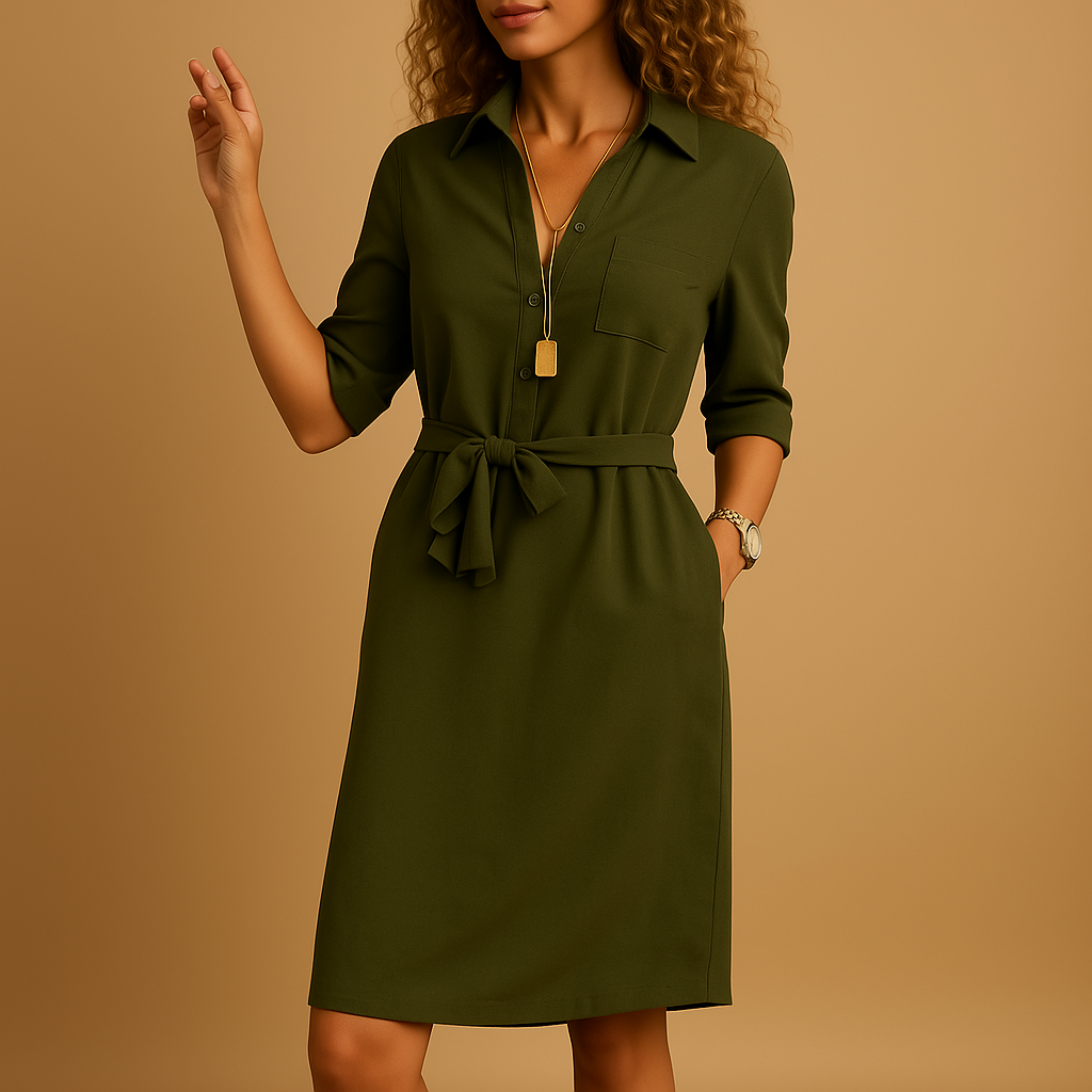 Abito Chemisier Primaverile con Cintura da Donna