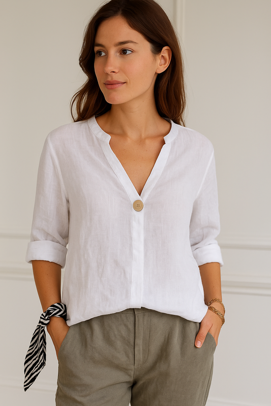 Blusa da Donna con Scollo a V e Dettaglio Bottoni
