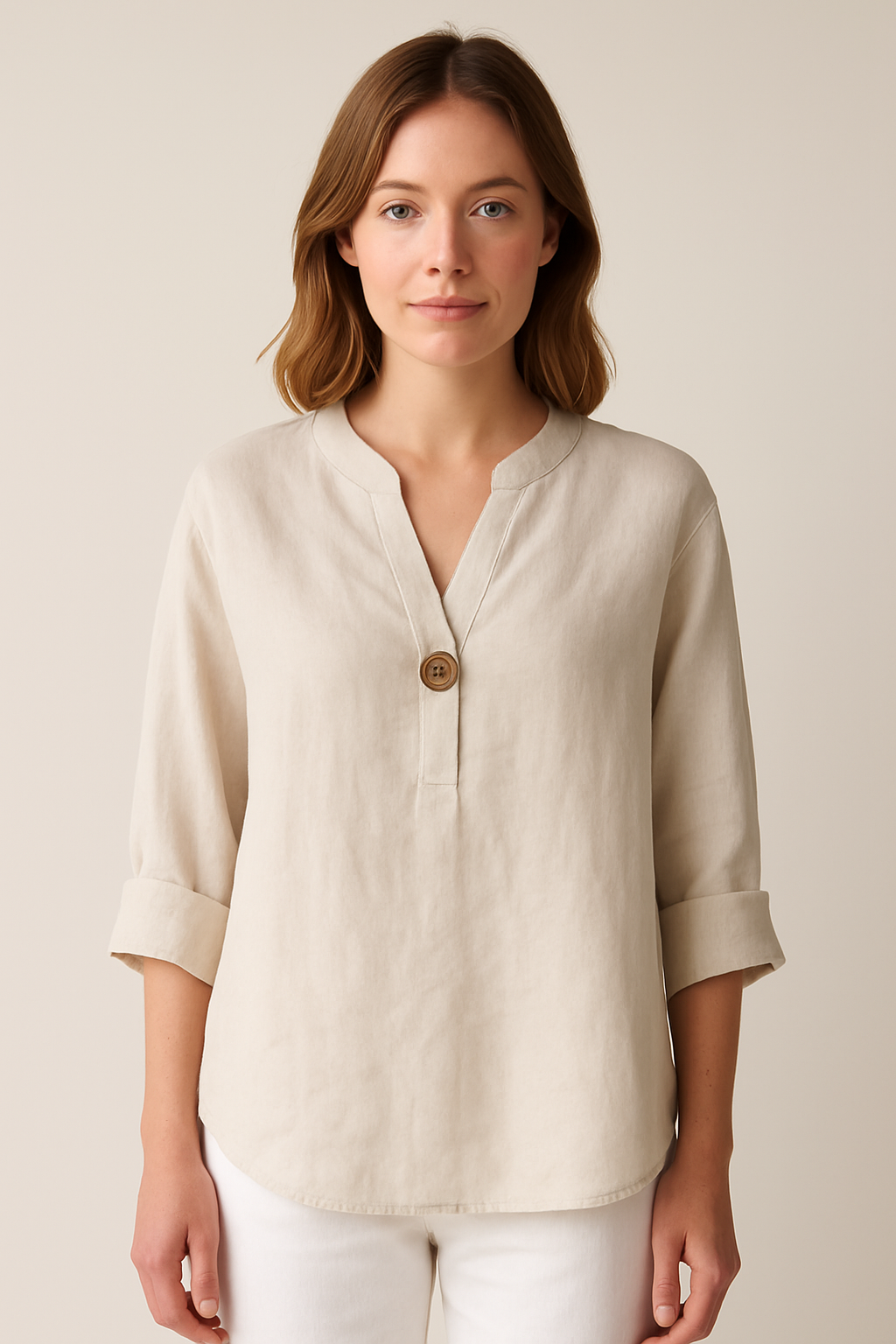 Blusa da Donna con Scollo a V e Dettaglio Bottoni