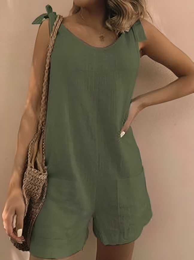 Erica - Comodo jumpsuit senza maniche in cotone e lino