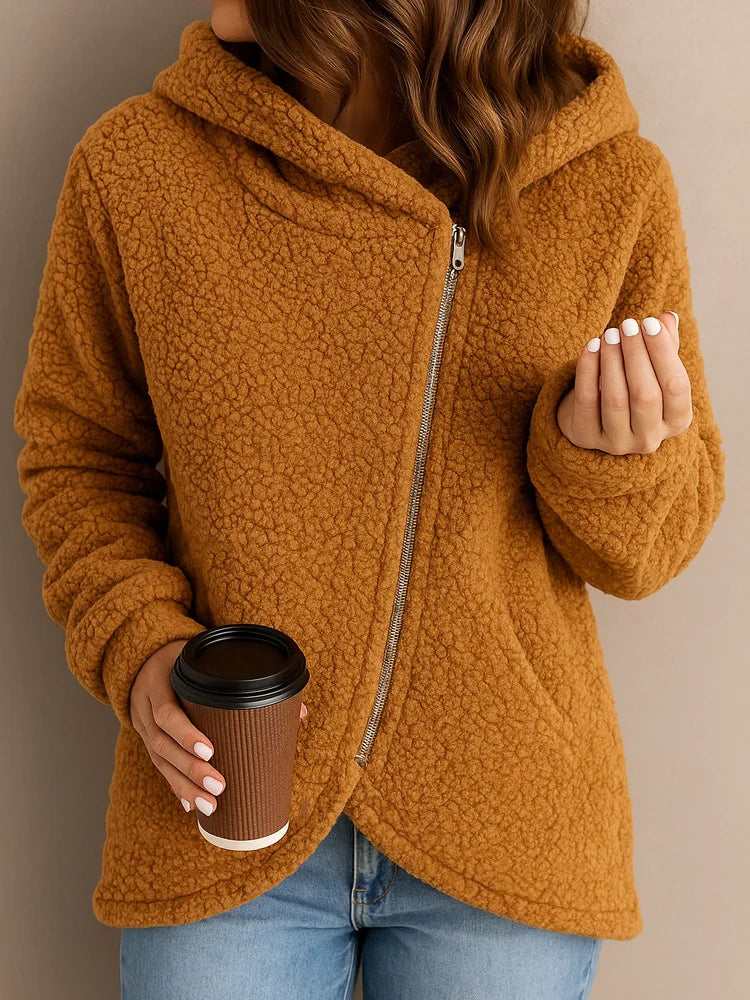 Revina - Felpa con Cappuccio Zip in Sherpa Caldo e Stiloso